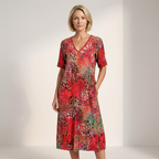 Floral V-Neck Midi Dress | Relaxed Fit, Side Pockets & Summer Style