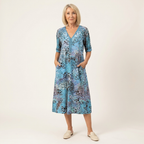 Floral V-Neck Midi Dress | Relaxed Fit, Side Pockets & Summer Style