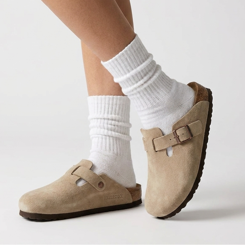 Women’s Buckle Slide Sandals | Suede-Look Finish, Soft Footbed & Easy Slip-On Fit
