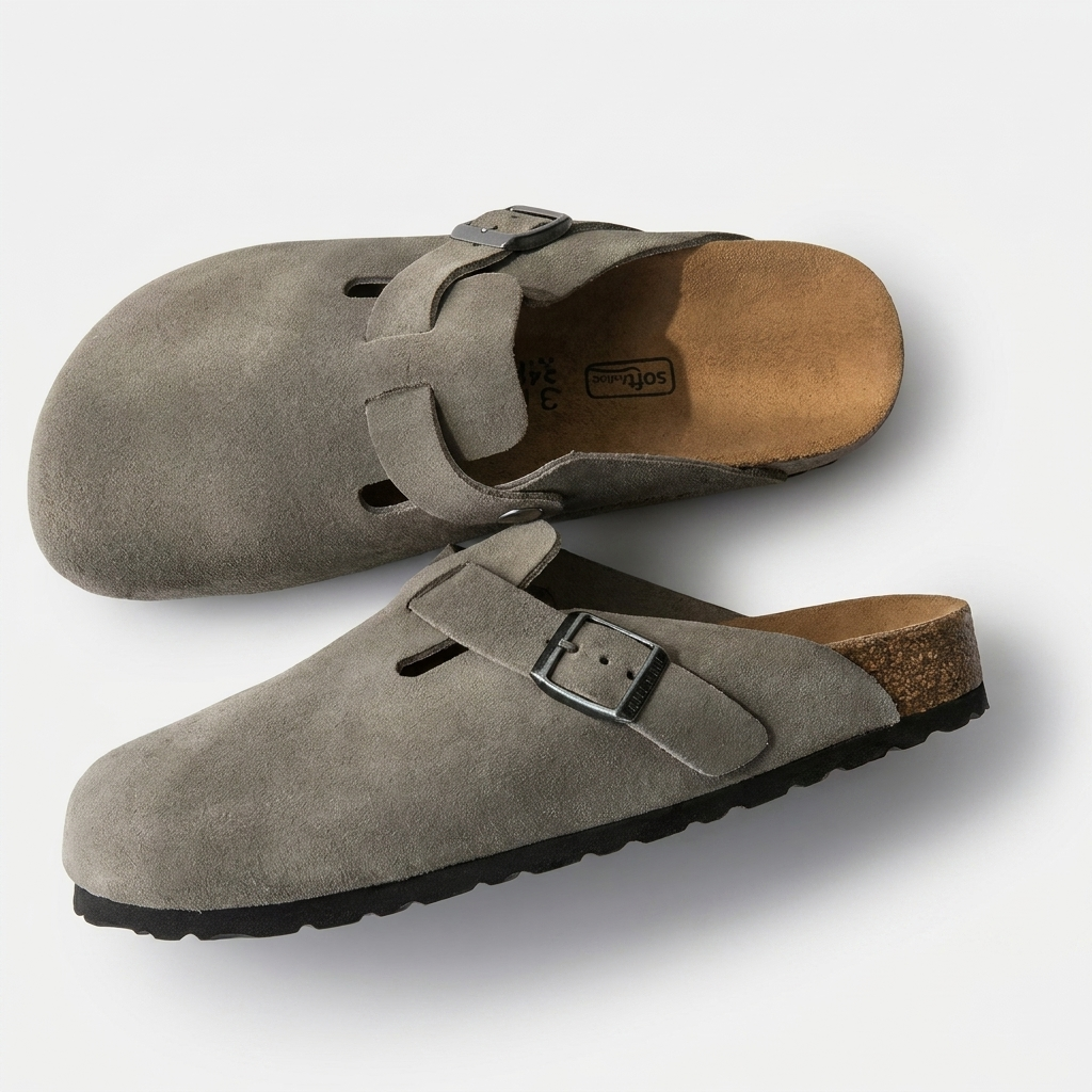 Men’s Buckle Clog Sandals | Suede-Look Finish, Soft Footbed & Easy Slip-On Fit
