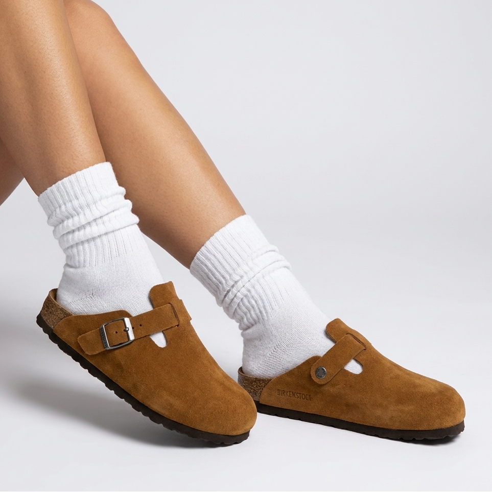 Women’s Buckle Slide Sandals | Suede-Look Finish, Soft Footbed & Easy Slip-On Fit