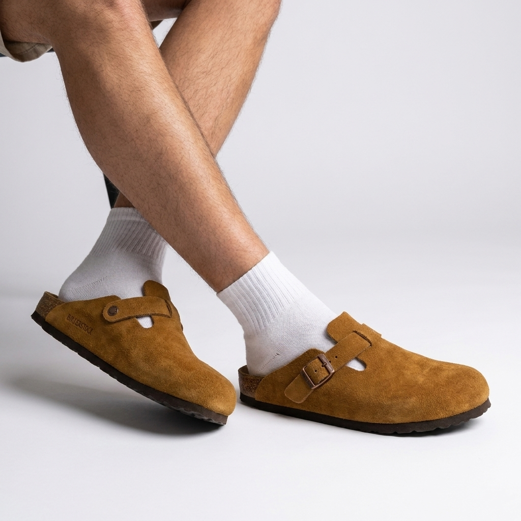 Men’s Buckle Clog Sandals | Suede-Look Finish, Soft Footbed & Easy Slip-On Fit