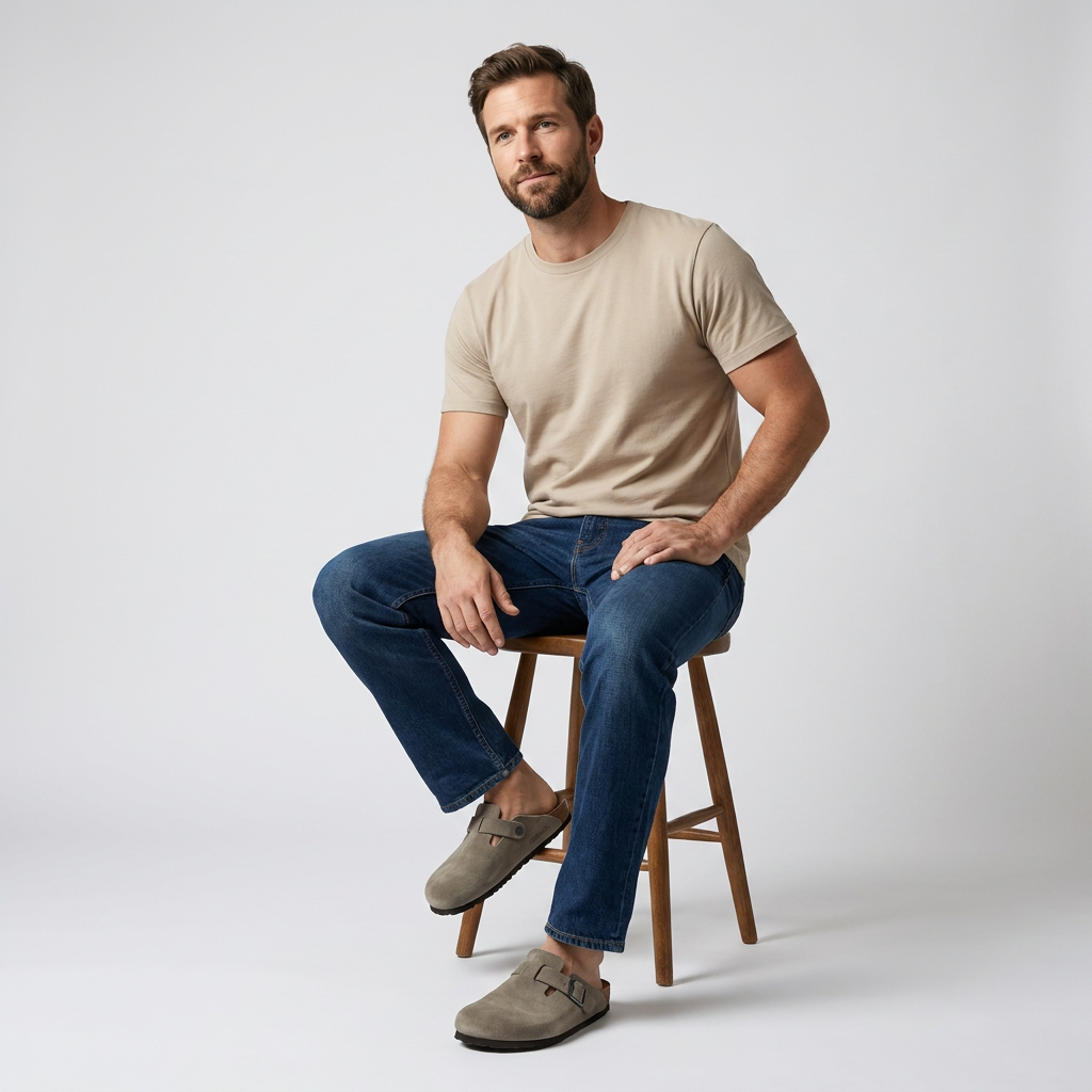 Men’s Buckle Clog Sandals | Suede-Look Finish, Soft Footbed & Easy Slip-On Fit