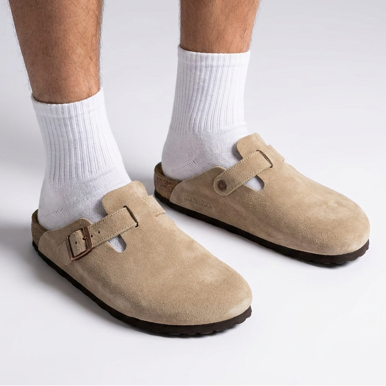 Men’s Buckle Clog Sandals | Suede-Look Finish, Soft Footbed & Easy Slip-On Fit