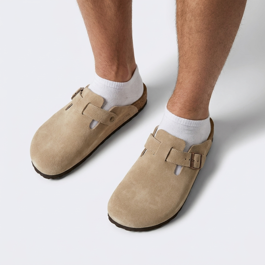 Men’s Buckle Clog Sandals | Suede-Look Finish, Soft Footbed & Easy Slip-On Fit