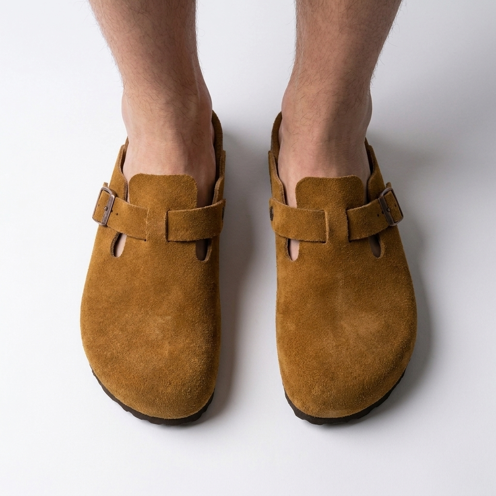 Men’s Buckle Clog Sandals | Suede-Look Finish, Soft Footbed & Easy Slip-On Fit