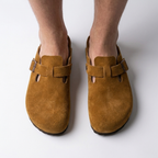 Men’s Buckle Clog Sandals | Suede-Look Finish, Soft Footbed & Easy Slip-On Fit