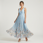 Floral V-Neck Maxi Dress | Flowing Skirt, Soft Floral Print & Occasion Style