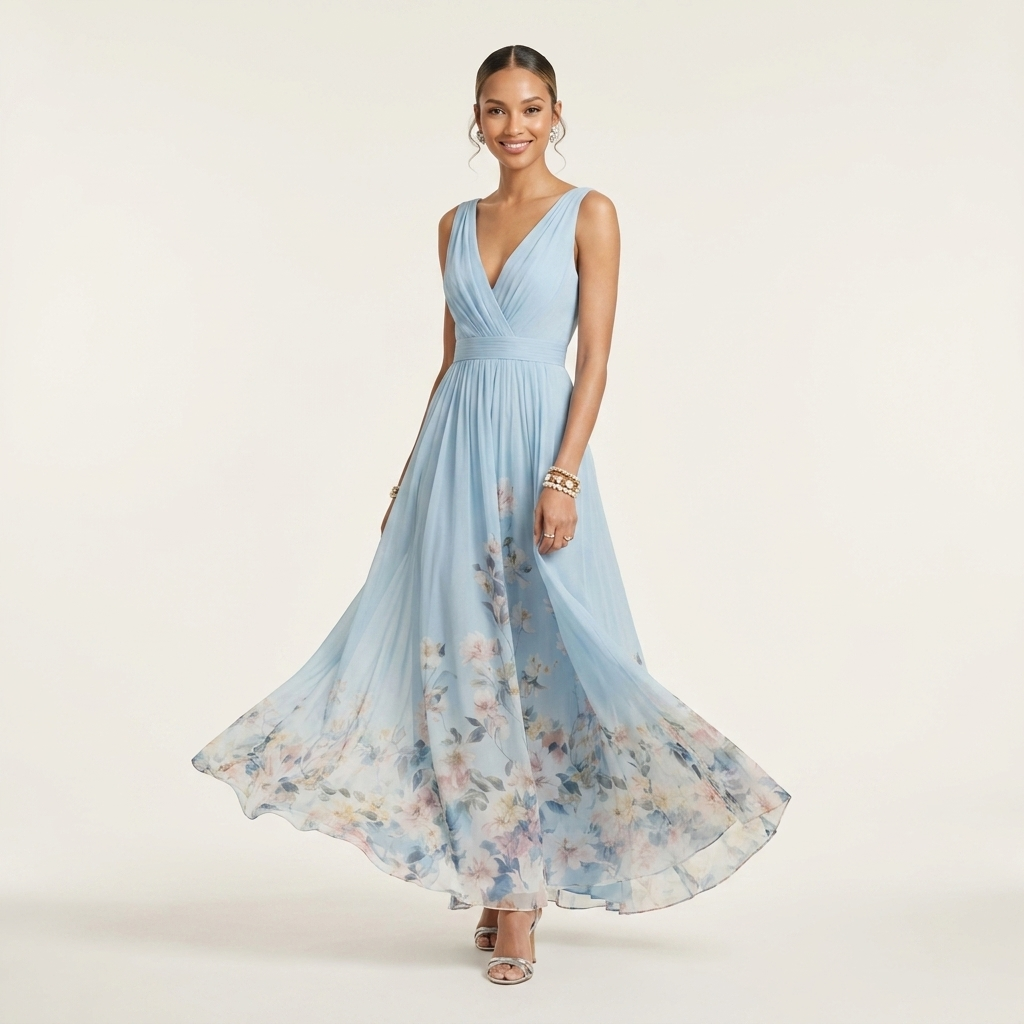 Floral V-Neck Maxi Dress | Flowing Skirt, Soft Floral Print & Occasion Style