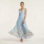 Floral V-Neck Maxi Dress | Flowing Skirt, Soft Floral Print & Occasion Style