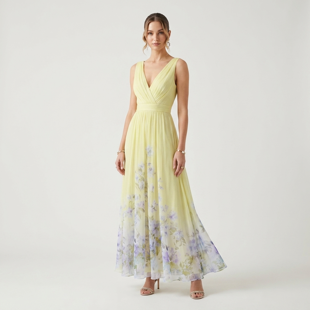 Floral V-Neck Maxi Dress | Flowing Skirt, Soft Floral Print & Occasion Style