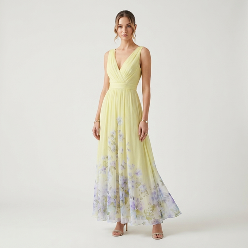 Floral V-Neck Maxi Dress | Flowing Skirt, Soft Floral Print & Occasion Style
