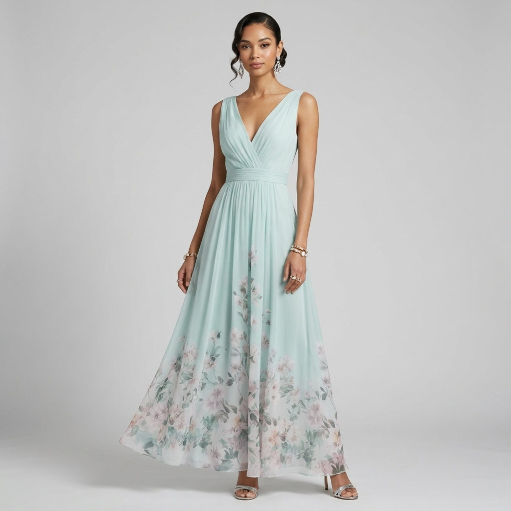 Floral V-Neck Maxi Dress | Flowing Skirt, Soft Floral Print & Occasion Style