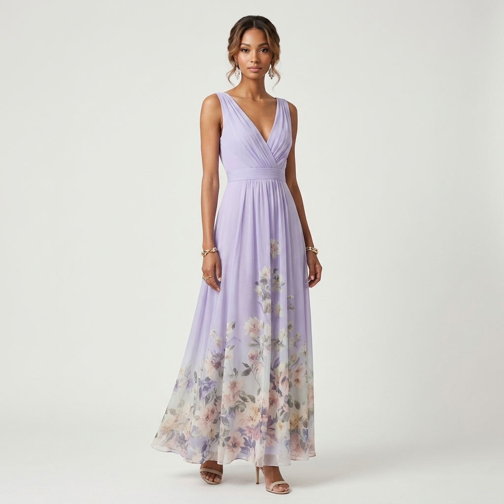 Floral V-Neck Maxi Dress | Flowing Skirt, Soft Floral Print & Occasion Style