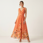 Floral V-Neck Maxi Dress | Flowing Skirt, Soft Floral Print & Occasion Style