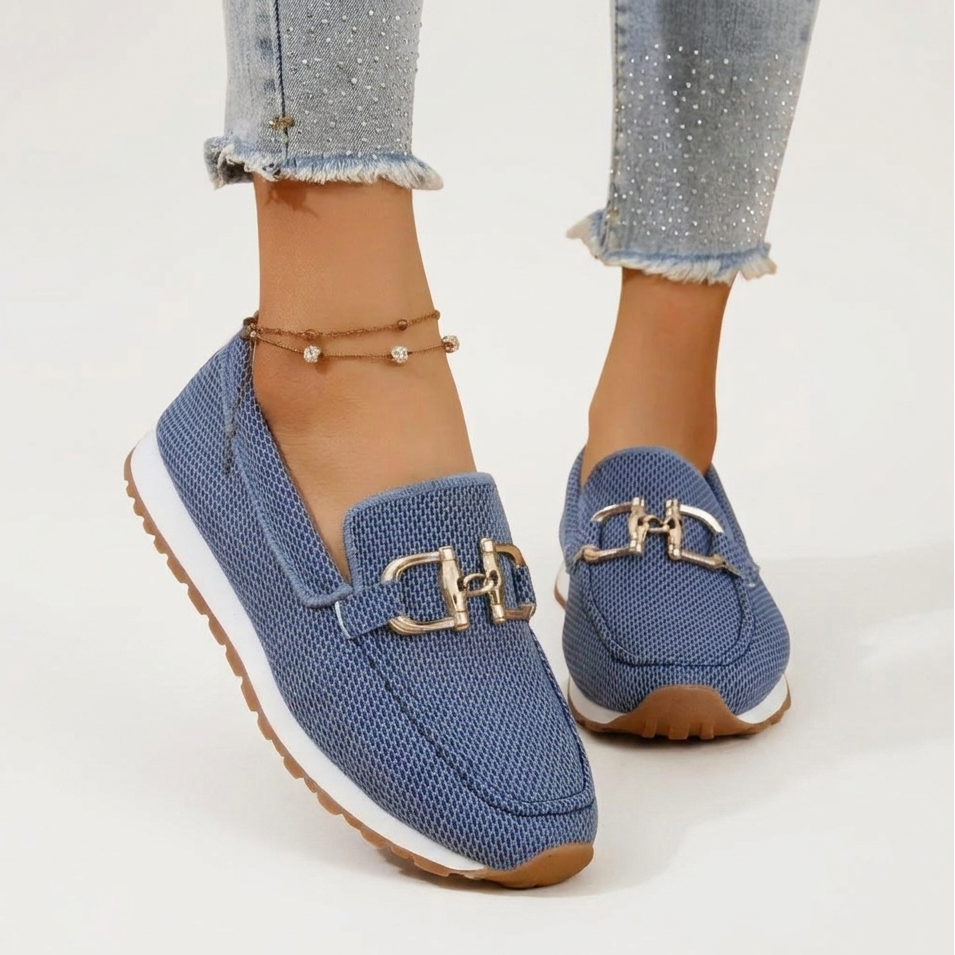 Women’s Horsebit Slip-On Loafers | Breathable Knit, Cushioned Sole & Everyday Comfort