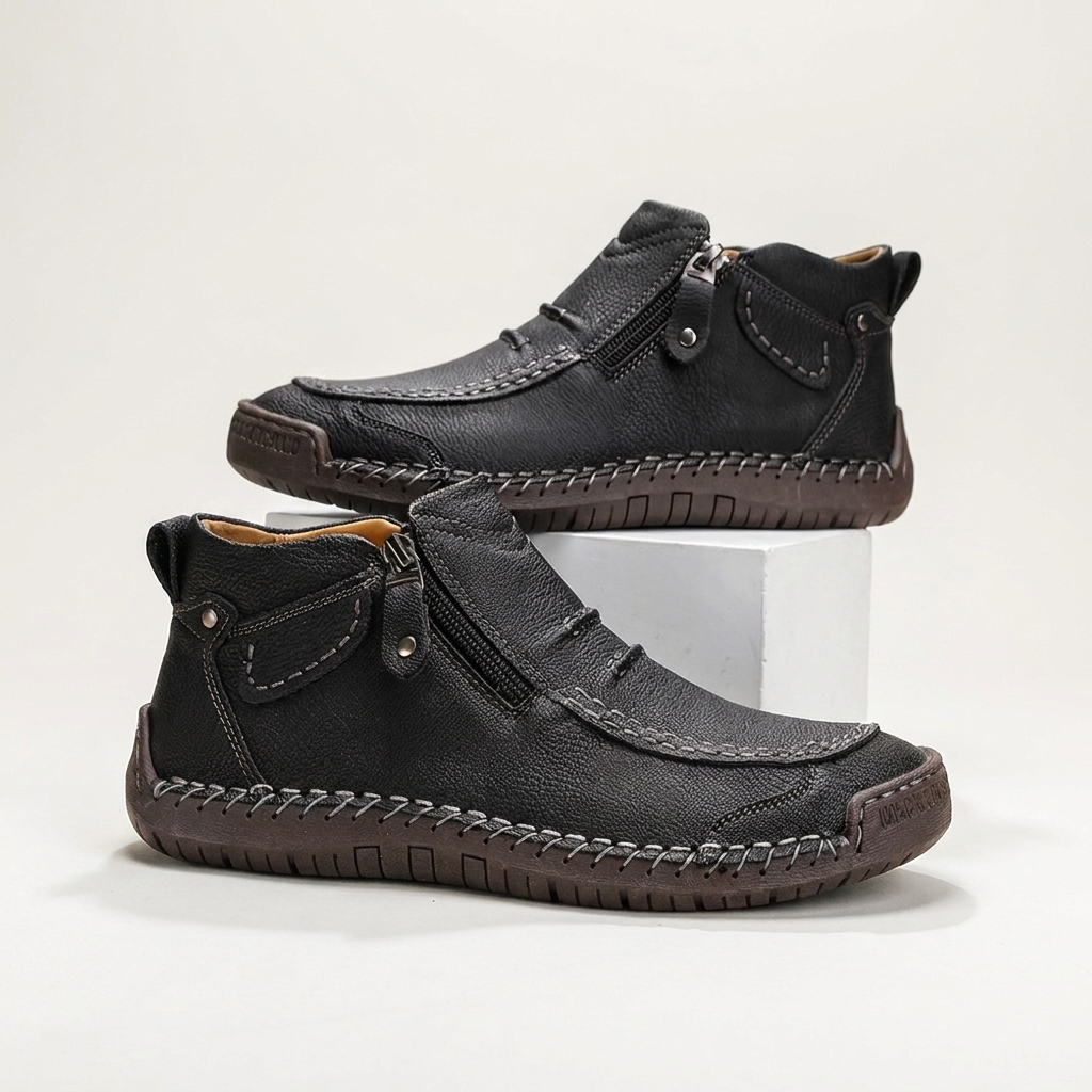 Men’s Casual Ankle Boots | Side Zip, Hand-Stitched Detail & Cushioned Sole