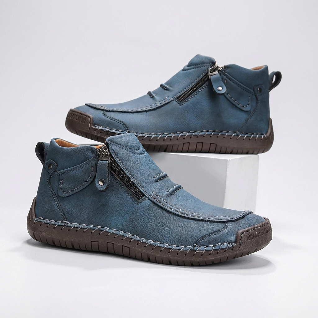 Men’s Casual Ankle Boots | Side Zip, Hand-Stitched Detail & Cushioned Sole