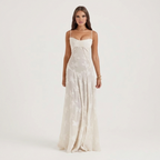 Enchanted Floral Maxi Dress | Corset Back, Jacquard Detail & Elegant Occasion Style