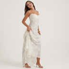 Enchanted Floral Maxi Dress | Corset Back, Jacquard Detail & Elegant Occasion Style