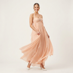 Halter Chiffon Maxi Dress | Draped Front, Embellished Detail & Flowing Occasion Style
