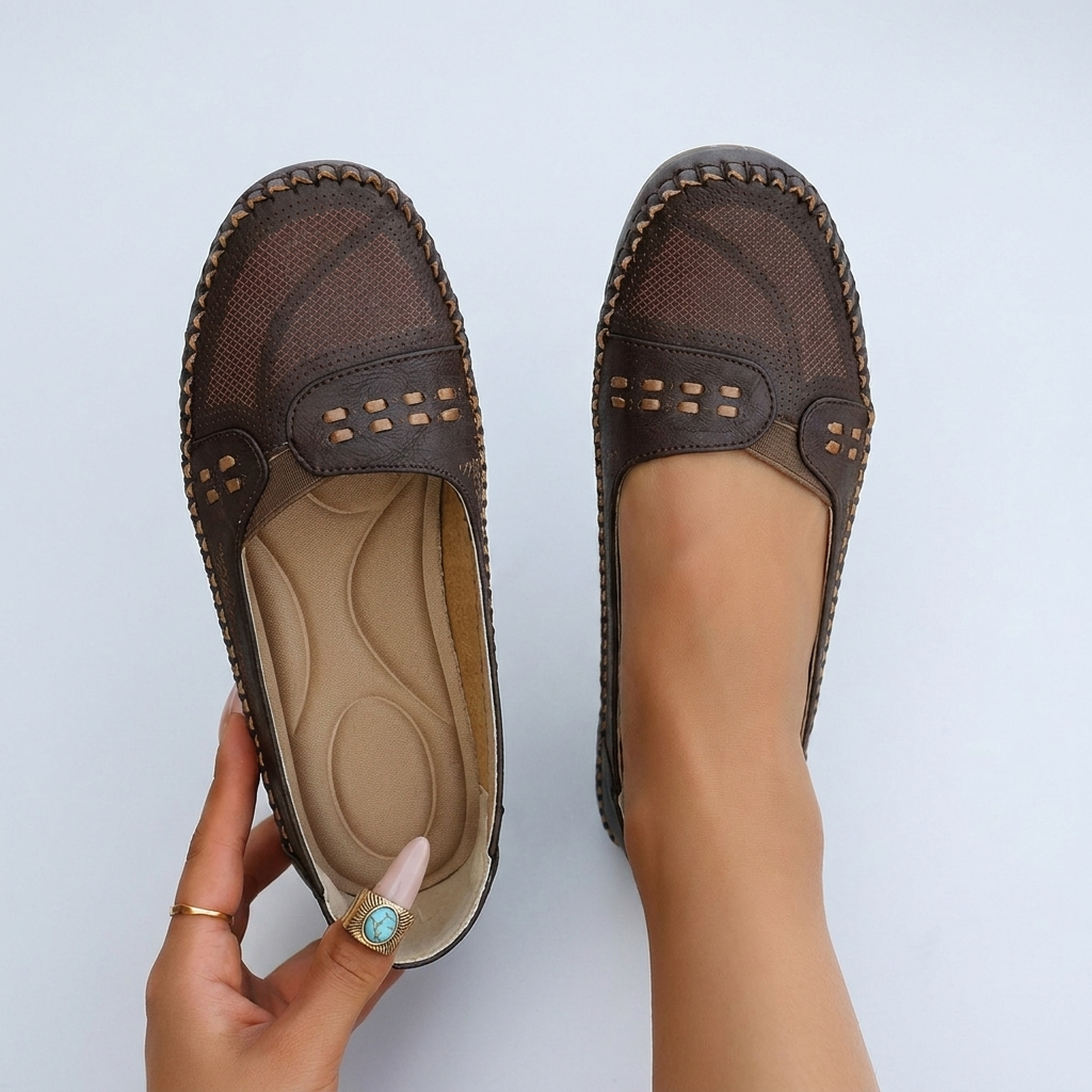 Women’s Breathable Slip-On Loafers | Perforated Detail, Cushioned Insole & Everyday Comfort