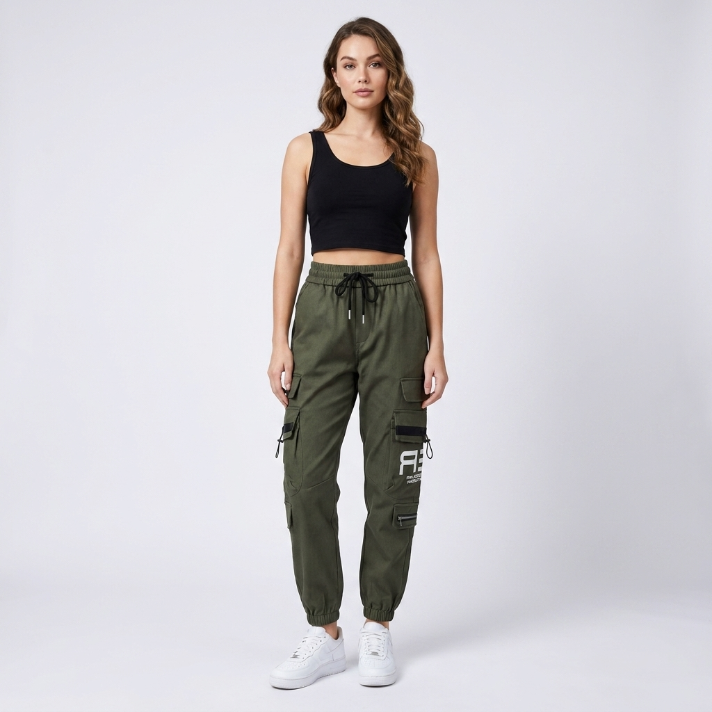 Women’s High-Waist Cargo Joggers | Utility Pockets, Elastic Waist & Streetwear Fit