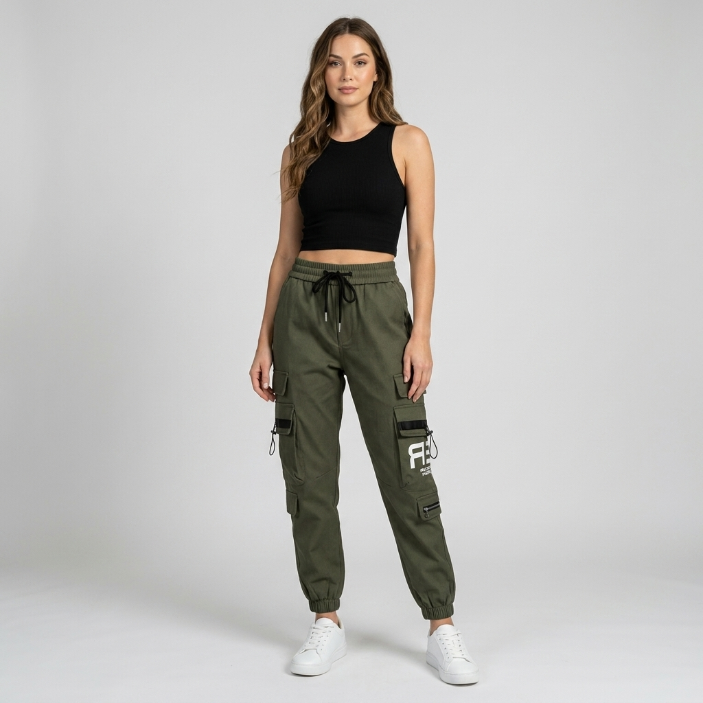 Women’s High-Waist Cargo Joggers | Utility Pockets, Elastic Waist & Streetwear Fit