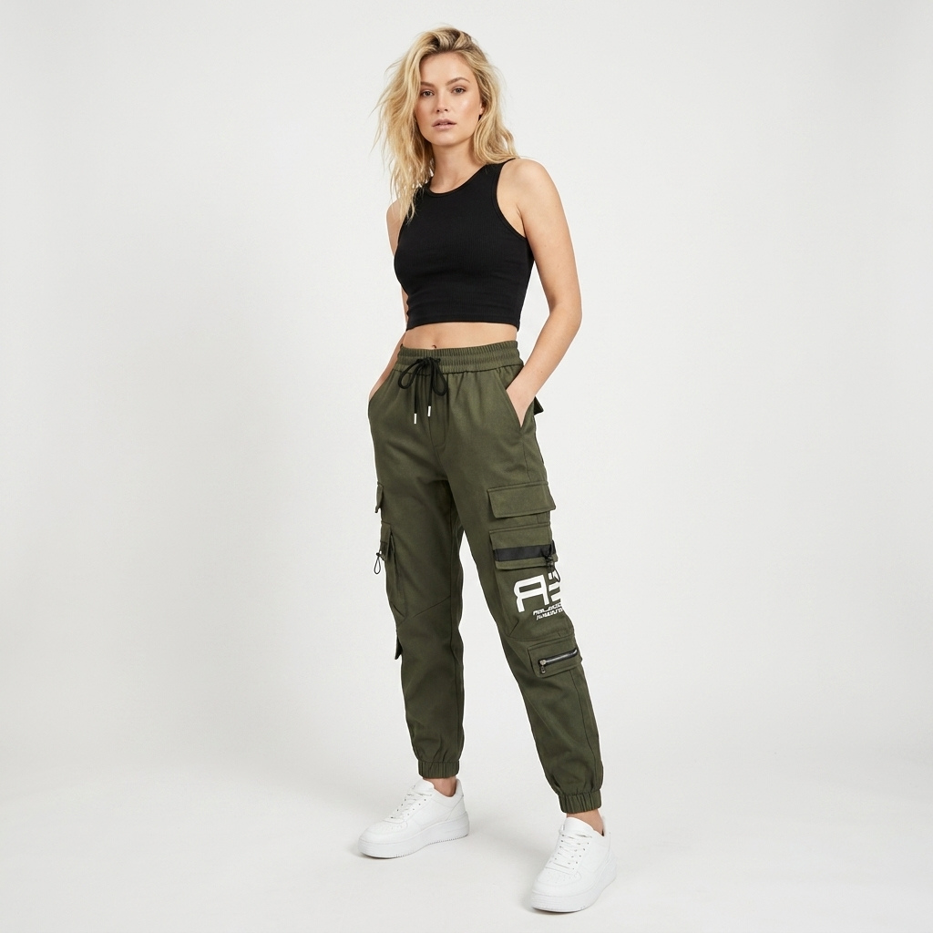 Women’s High-Waist Cargo Joggers | Utility Pockets, Elastic Waist & Streetwear Fit