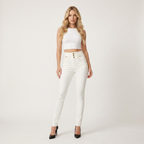 Women’s High-Waist Slim Trousers | Button Detail, Stretch Fit & Sleek Everyday Style
