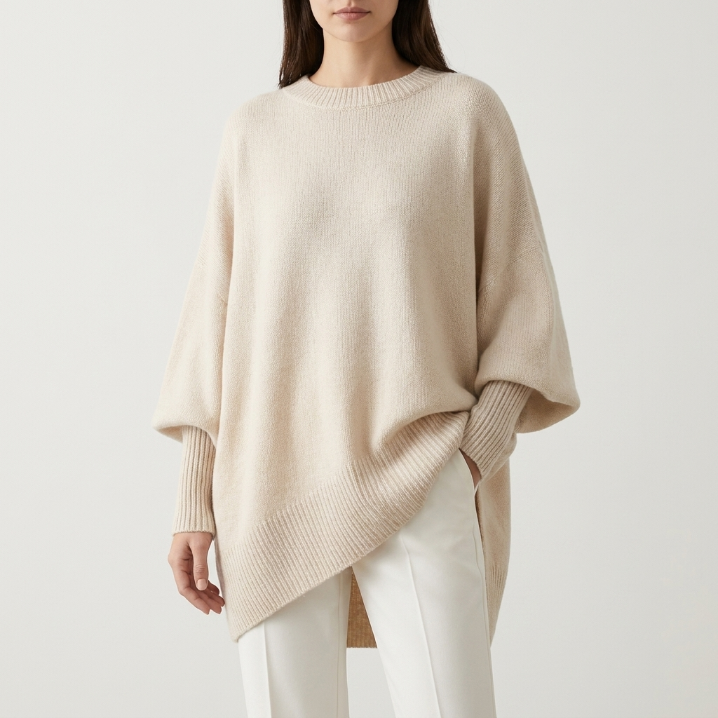 Asymmetric Knit Sweater | Soft Drape, Relaxed Fit & Minimal Elegant Style