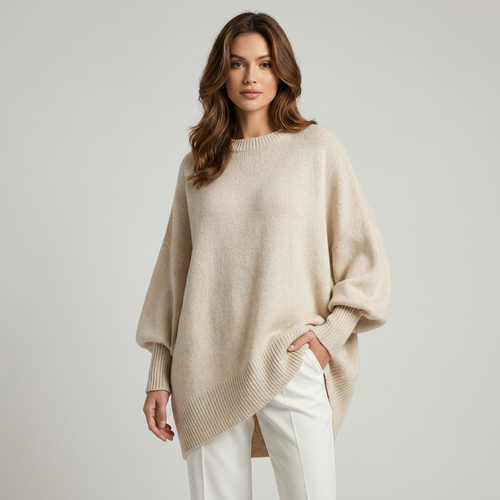 Asymmetric Knit Sweater | Soft Drape, Relaxed Fit & Minimal Elegant Style