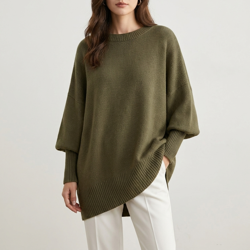 Asymmetric Knit Sweater | Soft Drape, Relaxed Fit & Minimal Elegant Style