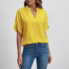 Soft V-Neck Blouse | Draped Sleeves, Relaxed Fit & Polished Everyday Style