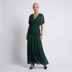 Off-Shoulder Watercolor Maxi Dress | Draped Neckline, Flowing Skirt & Elegant Occasion Style