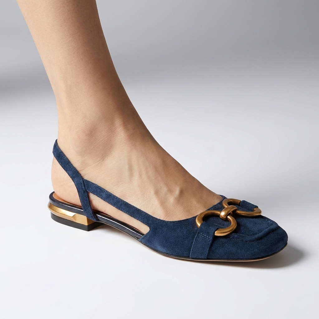 Slingback Buckle Flats | Low Heel, Elegant Detail & Everyday Comfort Style