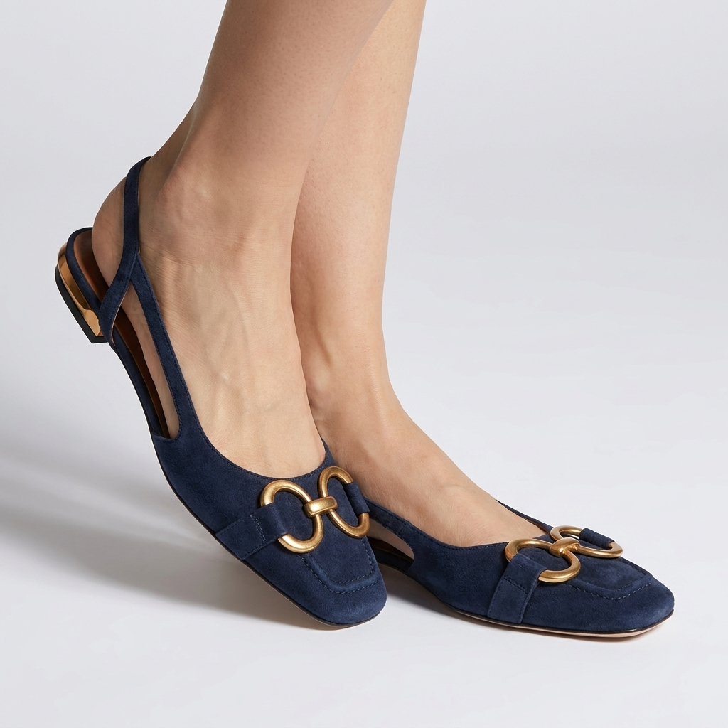 Slingback Buckle Flats | Low Heel, Elegant Detail & Everyday Comfort Style