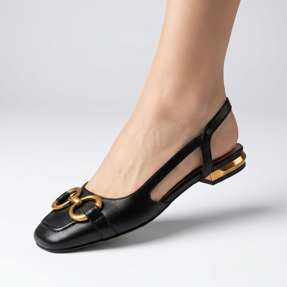 Slingback Buckle Flats | Low Heel, Elegant Detail & Everyday Comfort Style