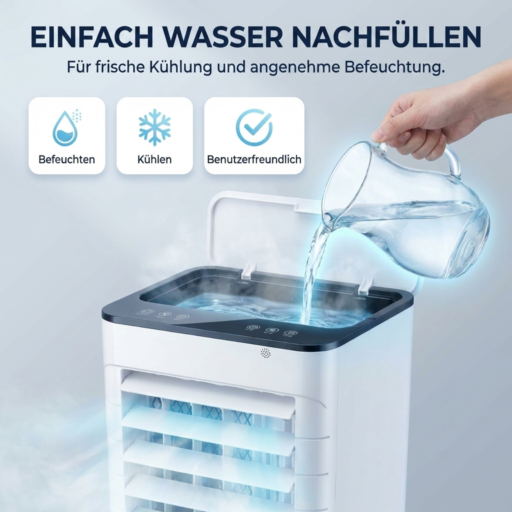 Evaporative Cooler 3-in-1 – Cools, Humidifies and Circulates on Castors