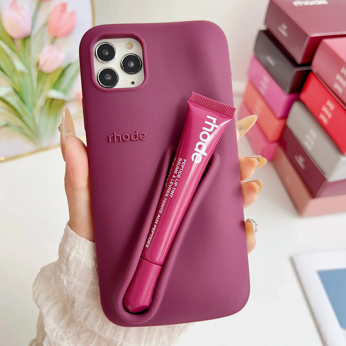 iPhone Case with Lip Gloss Set for iPhone 13-17 7