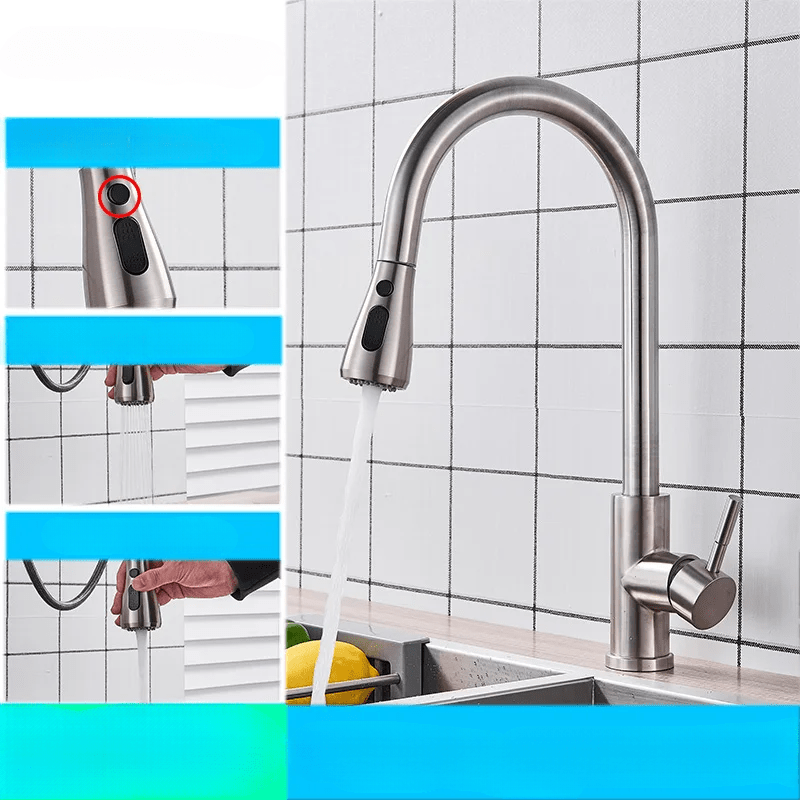 Pull-Down Kitchen Faucet – Single Handle Sink Mixer Tap with Dual Spray
