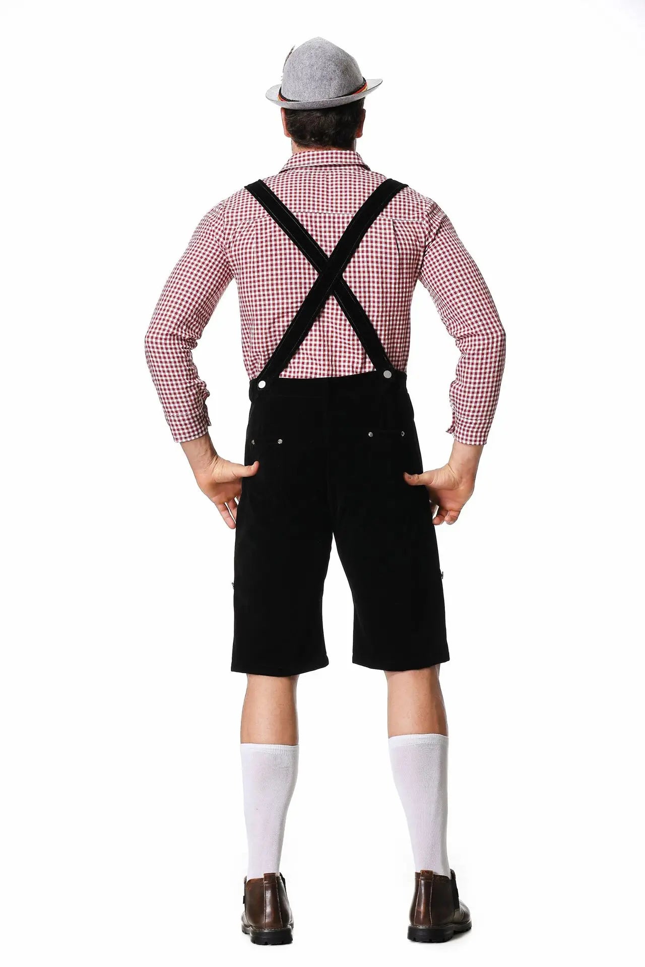 Lederhose Otto - 3-Delig Oktoberfest Kostuum voor Heren met Lederhosen, Overhemd & Hoed