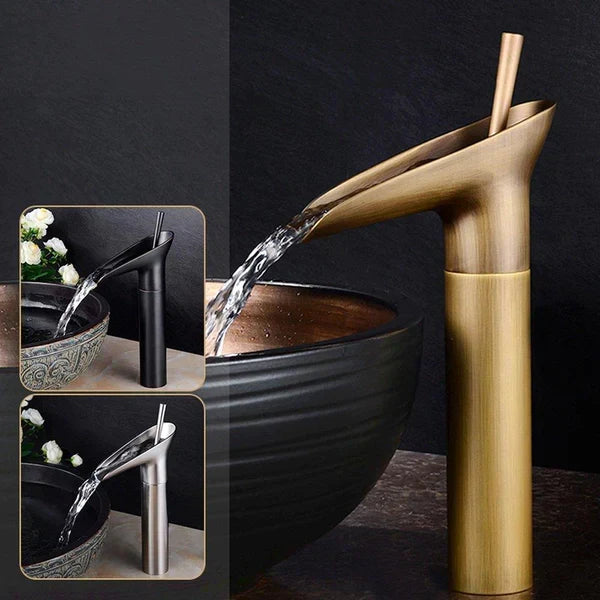 Waterfall Bathroom Sink Faucet – Tall Single Handle Basin Mixer Tap