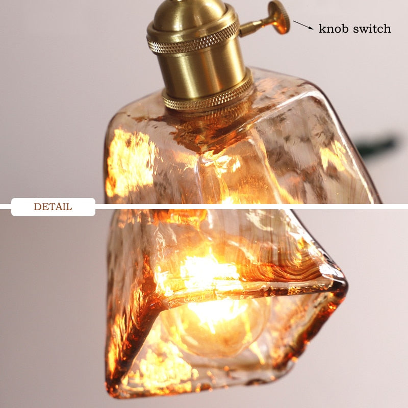 Pendant Light with Handmade Glass Shade in a Vintage Design