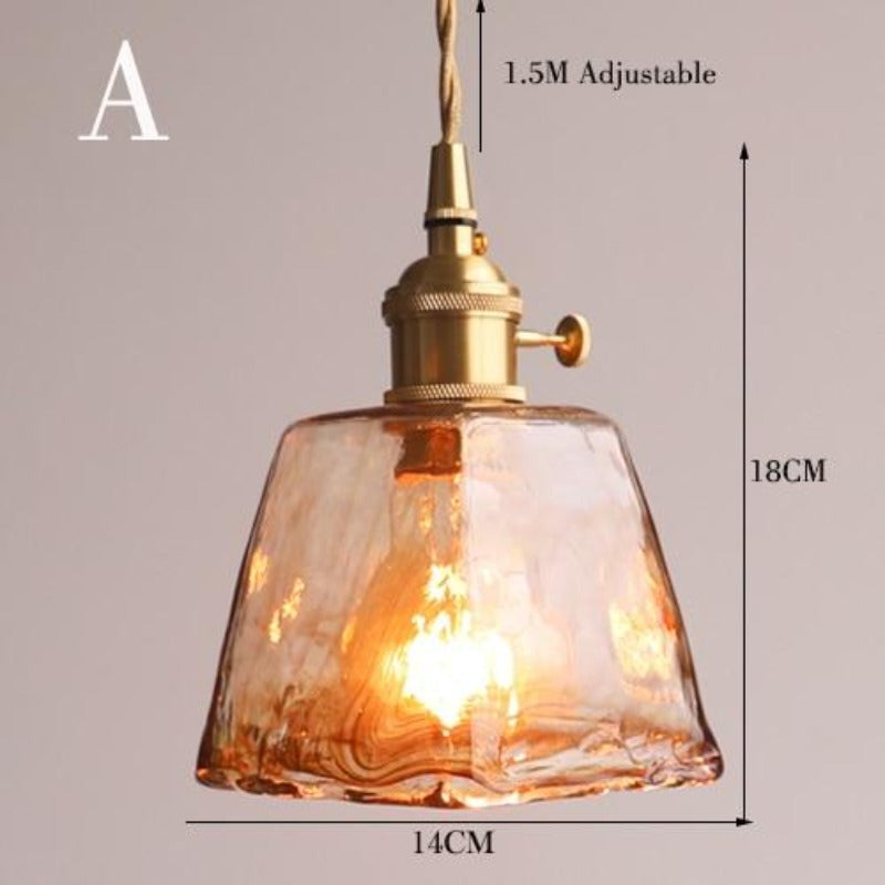 Pendant Light with Handmade Glass Shade in a Vintage Design