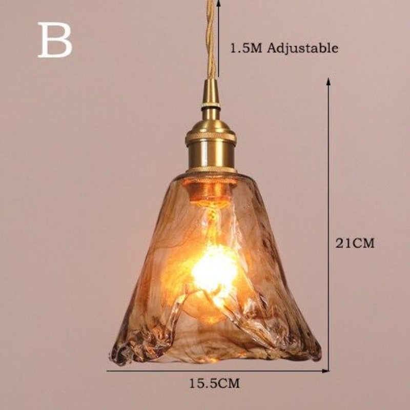 Pendant Light with Handmade Glass Shade in a Vintage Design