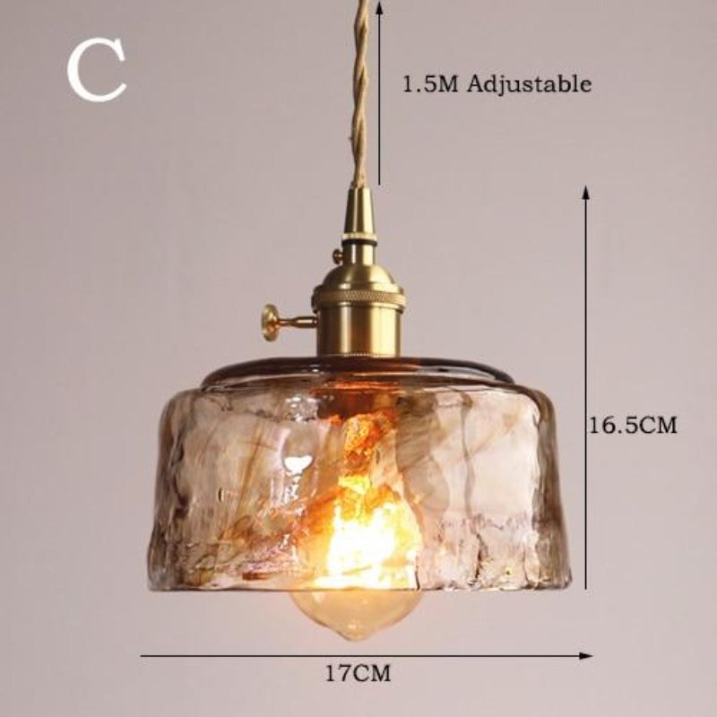 Pendant Light with Handmade Glass Shade in a Vintage Design