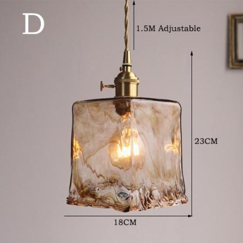 Pendant Light with Handmade Glass Shade in a Vintage Design