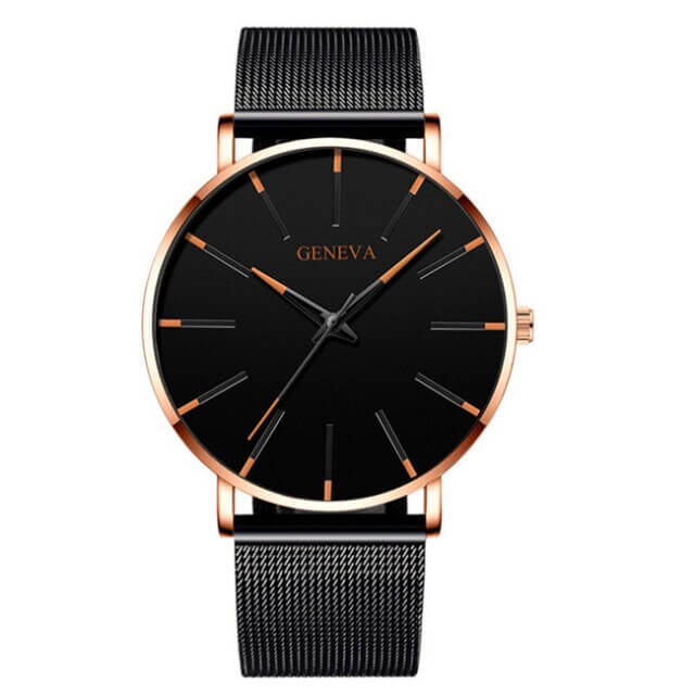 Men's Watch Ultra-Thin – Mesh Strap, Quartz Movement, Scratch-Resistant