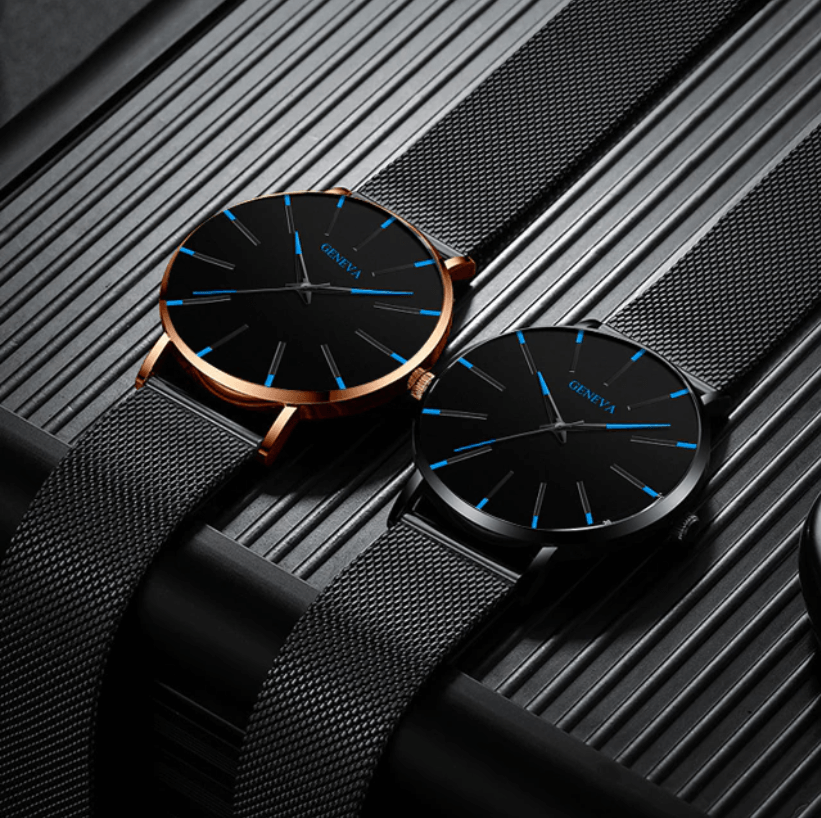 Men's Watch Ultra-Thin – Mesh Strap, Quartz Movement, Scratch-Resistant